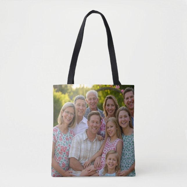 Tote Bag Ajouter une Personnaliser photo de réunion de fami (Devant)