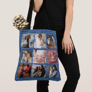 Tote Bag AJOUTER VOS PHOTOS parties scintillant bleue Fête 