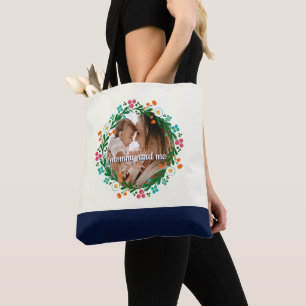 Tote Bag Ajouter votre maman photo et moi Colorful Floral W