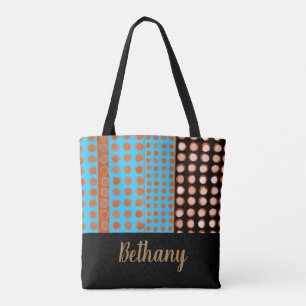 Tote Bag ajouter votre nom coloré bold point motif élégant