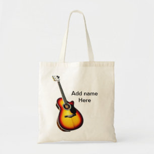 Tote Bag Ajouter votre nom texte brun acoustique guitare éd