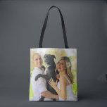 Tote Bag Ajouter votre photo personnalisée Fourre-tout doub<br><div class="desc">Concevez votre propre fourre-tout photo recto verso avec votre photo personnalisée avec un modèle d'image fond. Téléchargez facilement vos propres photos avec votre propre caractère et des sujets chers.</div>