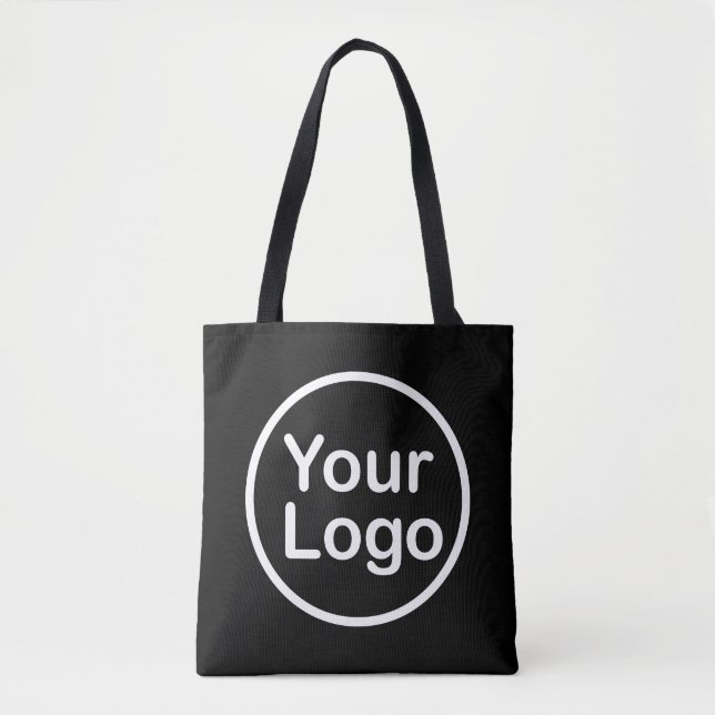 Tote Bag Ajouter votre propre logo | Arrière - plan noir (Devant)
