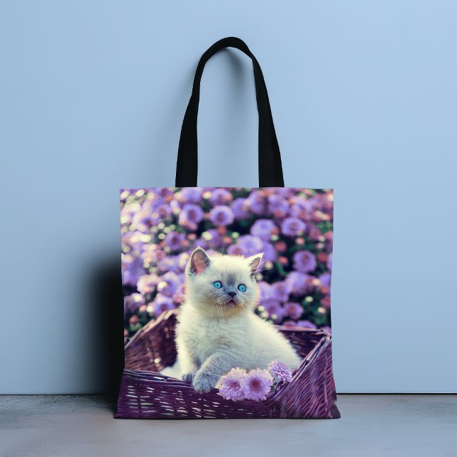 Tote Bag Ajouter Votre Propre Photo Kitten Chat Pet (Créateur téléchargé)