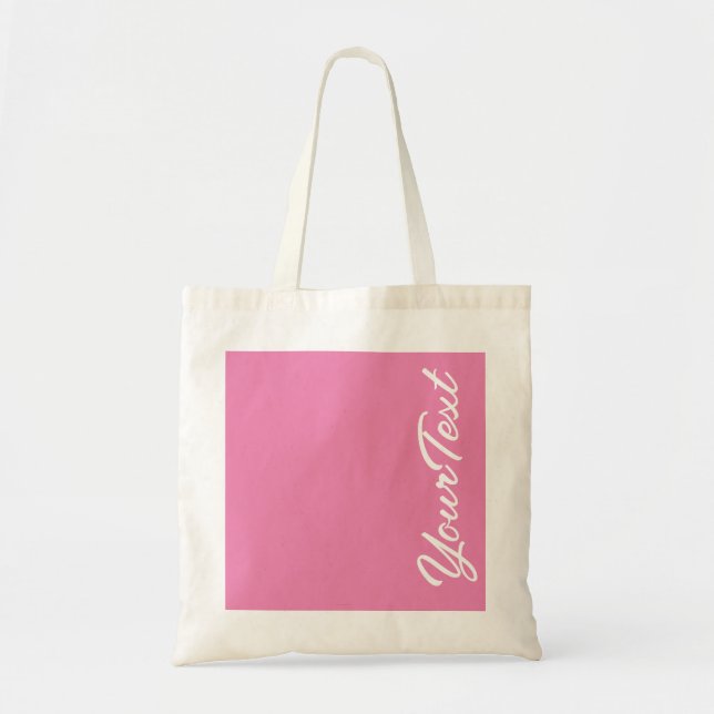 Tote Bag Ajouter Votre Texte Modèle Rose Script Élégant Mod (Devant)