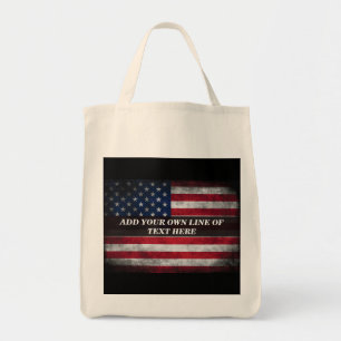 Tote Bag Ajouter votre texte sur le drapeau américain