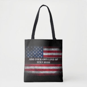 Tote Bag Ajouter votre texte sur le drapeau américain