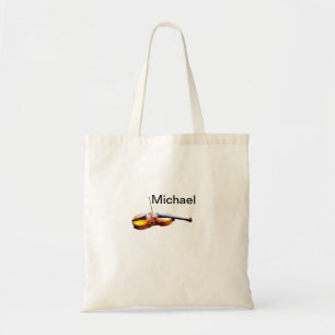 Tote Bag Ajoutez votre nom texte brun amateur de violon mus