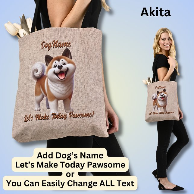 Tote Bag Akita - Ajouter le nom du chien, modifier le texte (Créateur téléchargé)