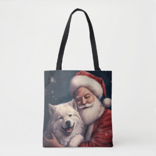 Tote Bag Akita avec le Père Noël Festif Noël
