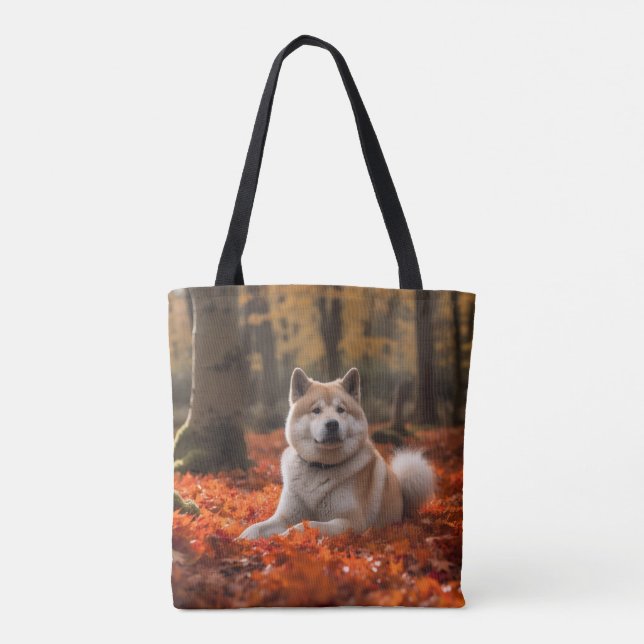 Tote Bag Akita en automne Feuilles automne s'inspire (Dos)