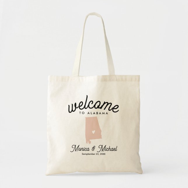 Tote Bag Alabama State Map Destination Wedding - N'IMPORTE  (Devant)