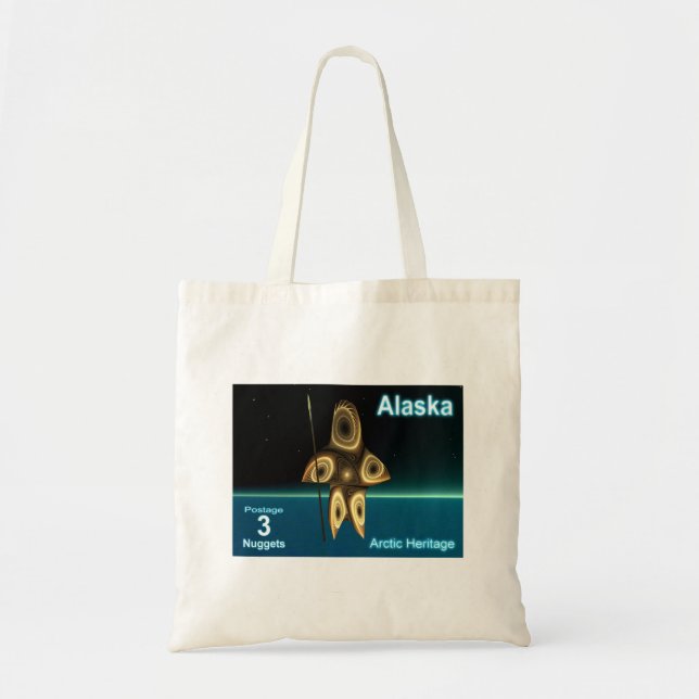 Tote Bag Alaska Postage - Fractal Inuit Hunter (Devant)