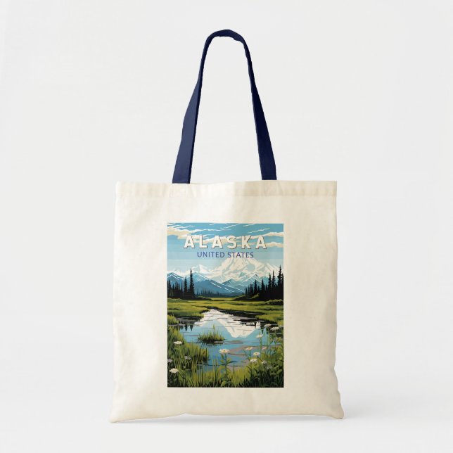 Tote Bag Alaska Travel Art Vintage (Devant)