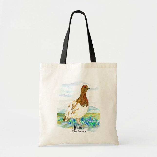 Tote Bag Alaska Wildlife Willow Ptarmigan Tundra Bird Art (Devant)