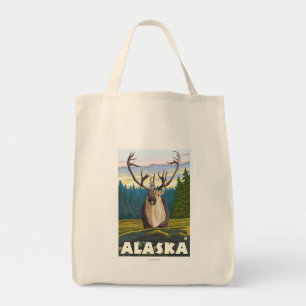 Tote Bag AlaskaCaribou dans le Vintage voyage sauvage