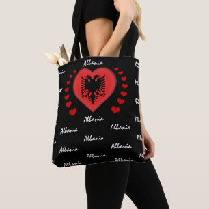 Tote Bag Albanie Drapeau et coeur, mode/sport au drapeau al