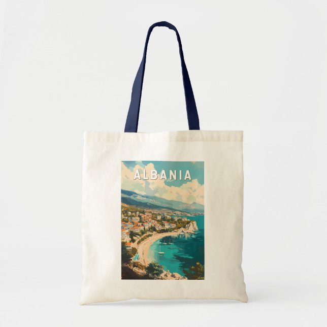 Tote Bag Albanie Travel Art Vintage (Devant)