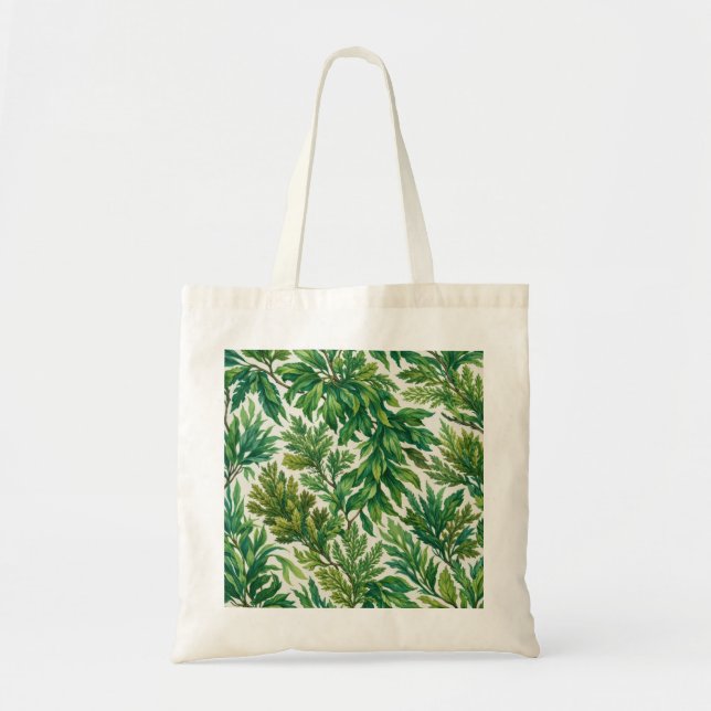 Tote Bag Algues vertes et feuillage botanique côtier (Devant)