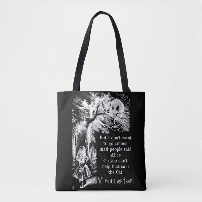 Tote Bag Alice au pays des merveilles ; Chat de Cheshire (Devant)