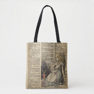 Tote Bag Alice au pays des merveilles et le lapin blanc