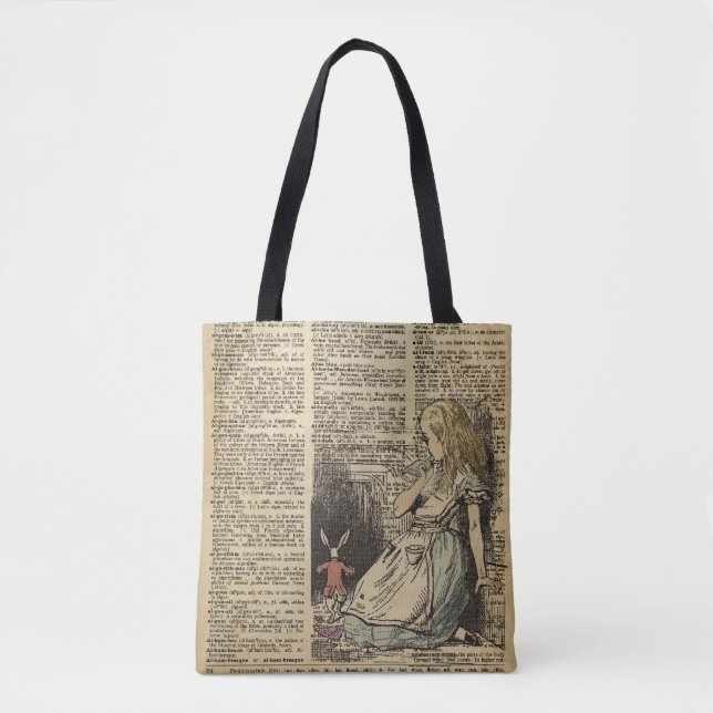 Tote Bag Alice au pays des merveilles et le lapin blanc (Devant)