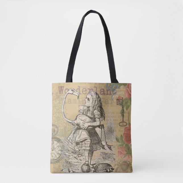 Tote Bag Alice au pays des merveilles Flamant rose classiqu (Devant)