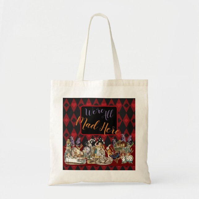 Tote Bag Alice au pays des merveilles Mad Cheshire Chat (Devant)
