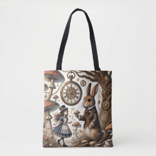 Tote Bag Alice au pays des merveilles Thé Art lapin blanc