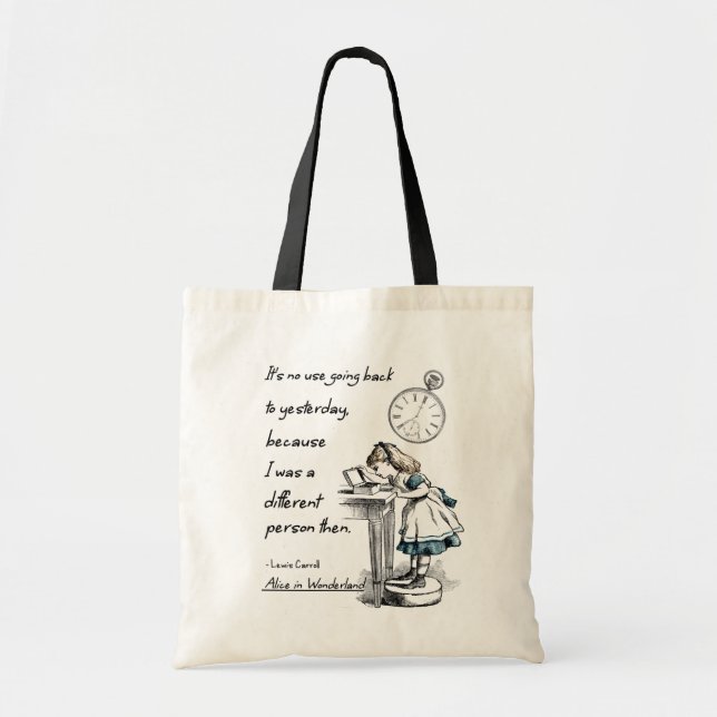 Tote Bag Alice dans des citations du pays des merveilles (Devant)