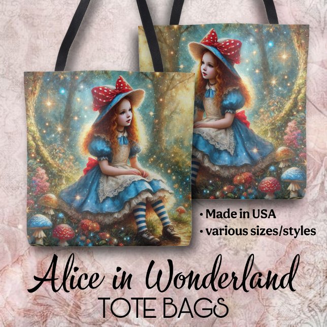 Tote Bag Alice dans la forêt de champignons fantastiques (Créateur téléchargé)