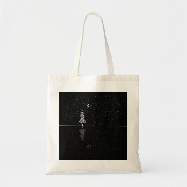 Tote Bag Alice dans la nuit étoilée du pays des merveilles (Devant)