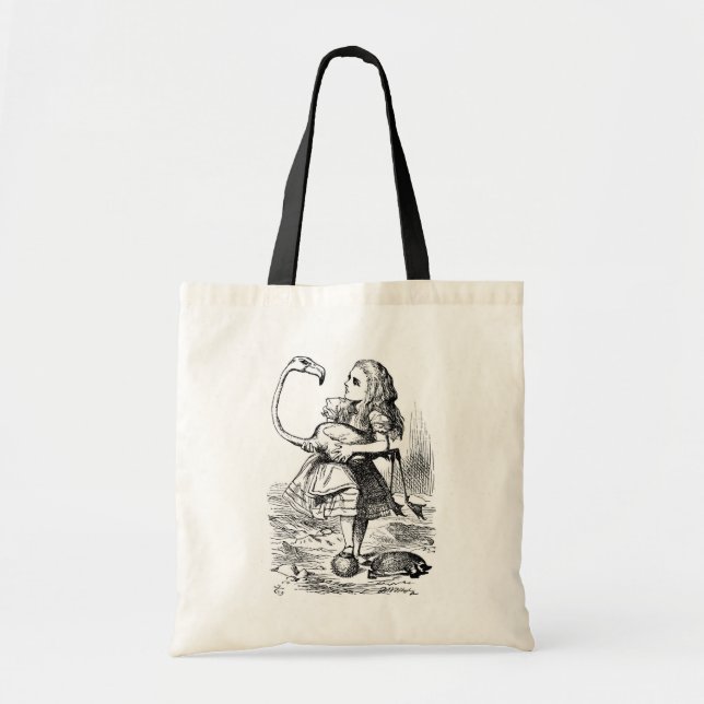 Tote Bag Alice essayant de jouer le croquet avec un flamant (Devant)