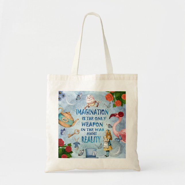 Tote Bag Alice In Wonderland Citation - Imagination (Devant)