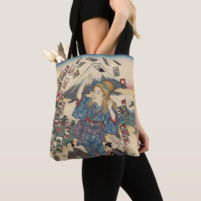 Tote Bag Alice Lost in Japan | Ukiyo-e Floating Wonderland (De près)