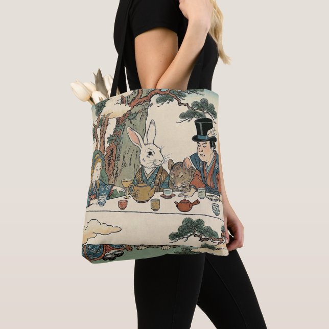 Tote Bag Alice Lost in Japan | Ukiyo-e Mad Tea Party (De près)