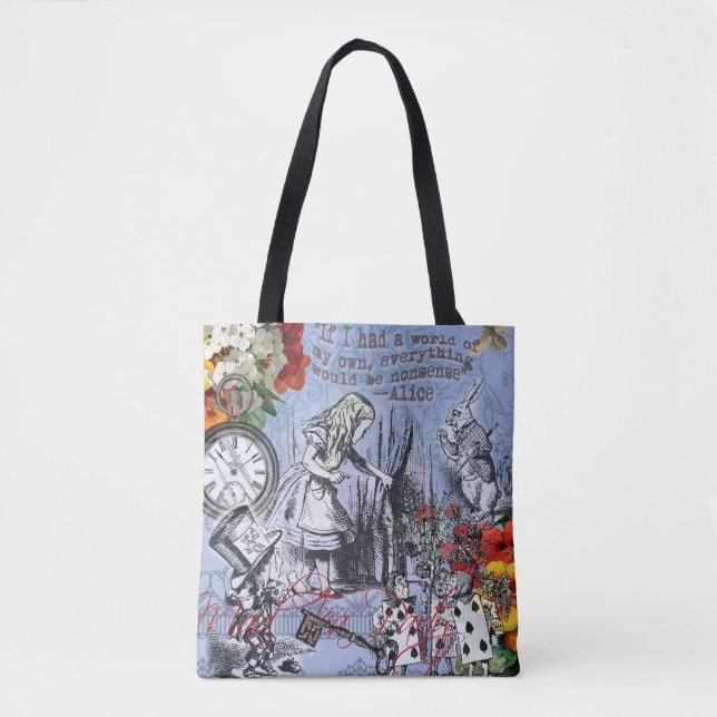 Tote Bag Alice nonsense rideau merveilleux - Bleu (Devant)