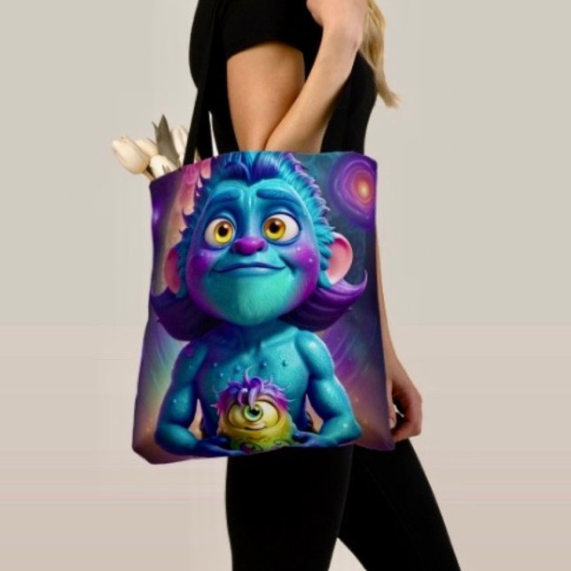 Tote Bag Alien de l'espace et ami (Tote Bag — 100% polyester, black laminated lining 100% cotton web hand. Made in the USA.
)