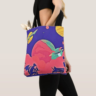Tote Bag Alien Planet Retro Sci-Fi