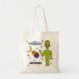 Tote Bag Alien spatial avec soucoupe volante personnalisée