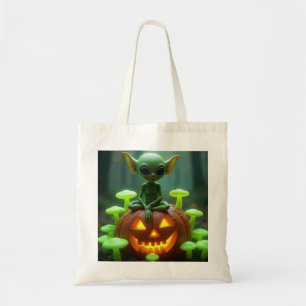 Tote Bag Alien vert à Halloween