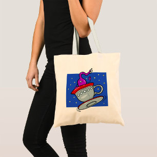 Tote Bag Alien Violet dans un Vaisseau Spatial en Tasse à T