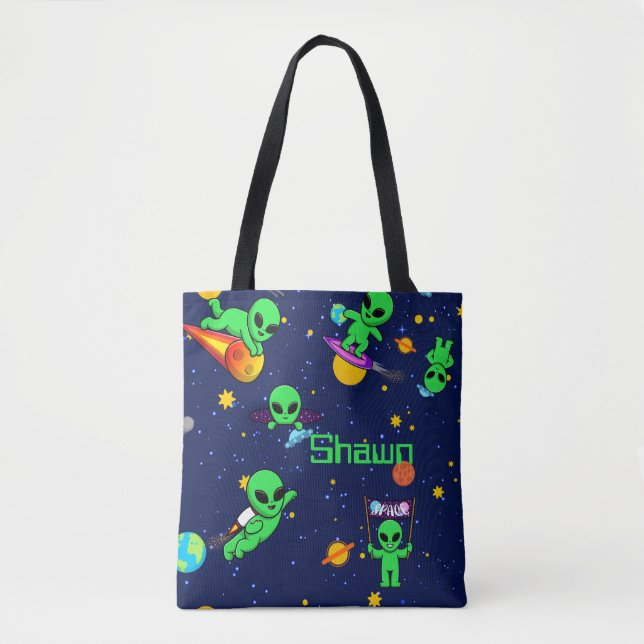 Tote Bag Aliens personnalisés dans l'espace (Devant)