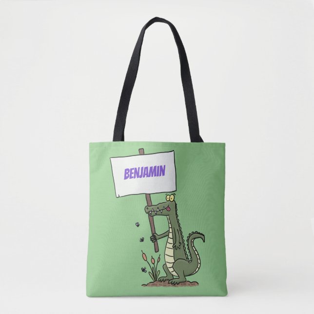 Tote Bag Aligator de crocodile drôle avec dessin animé (Devant)