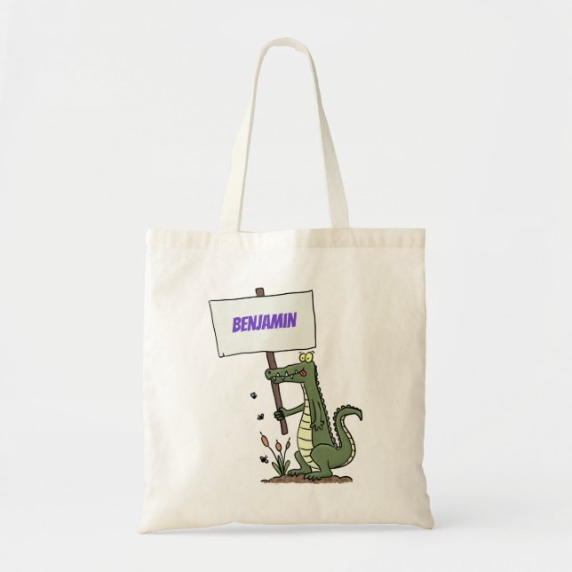 Tote Bag Aligator de crocodile drôle avec dessin animé (Devant)