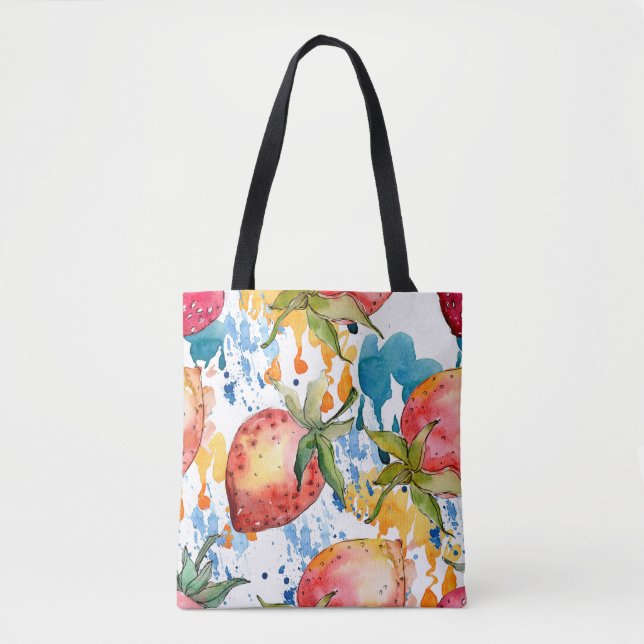 Tote Bag Alimentation saine fraise. Arrière - plan aquarell (Devant)