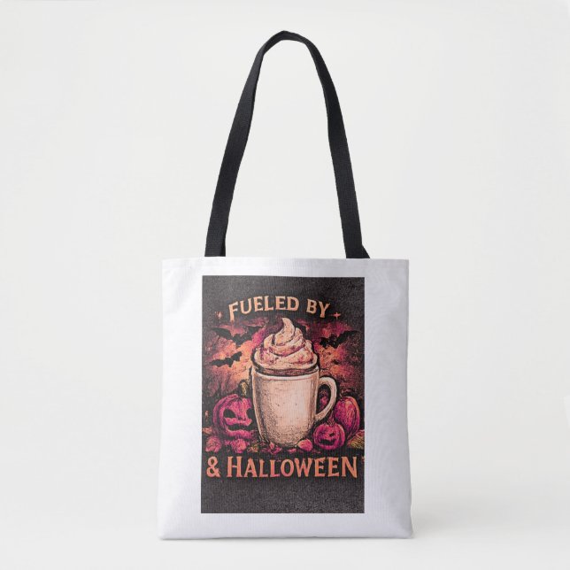 Tote Bag Alimenté par le café et drôle d'Halloween  (Devant)