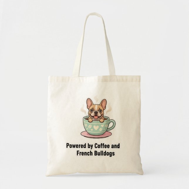 Tote Bag Alimenté par le café et le chaos de Frenchie Migno (Devant)