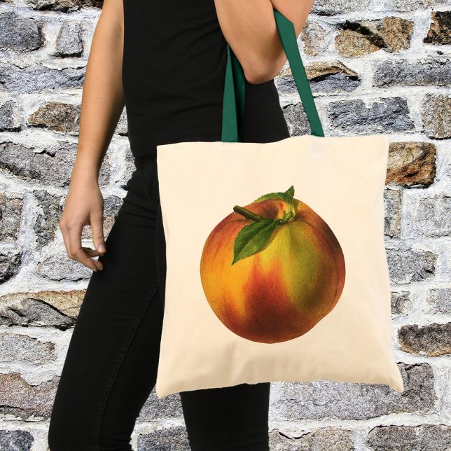 Tote Bag Aliments Anciens Fruits, Pêche Biologique Mûre ave (Créateur téléchargé)