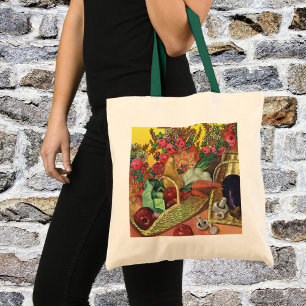 Tote Bag Aliments biologiques, légumes de jardin, fleurs ép
